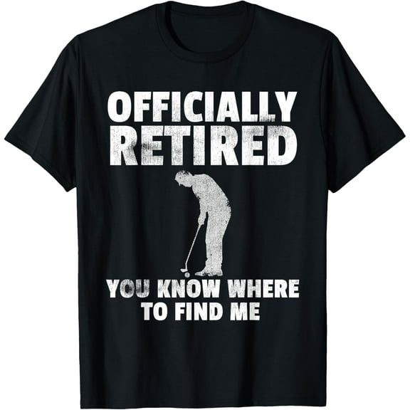 Officially Retired T Shirt Gift Golf Dad Golfing Golfer