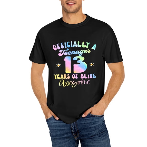 Officially Teenager 13 Years Of Being Awesome 13th Birthday T-Shirt, OdeJous Funny T-Shirt Black, 2XL
