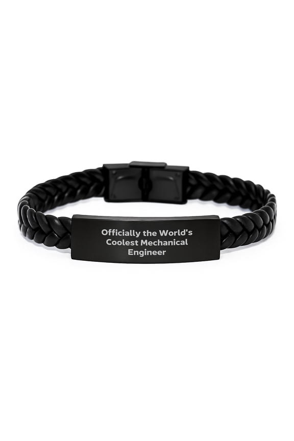 Officially The World's Coolest Mechanical Engineer Gifts for Men Mother's Day Unique Interlaced Leather Bracelet with Engraved Stainless Steel - Gifts from Family