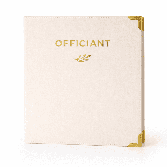 Officiant Binder, Linen 3 Ring Folder with Gold Foil Stamping, Wedding Officiant Binder for Ceremony Scripts, Vows and Documents