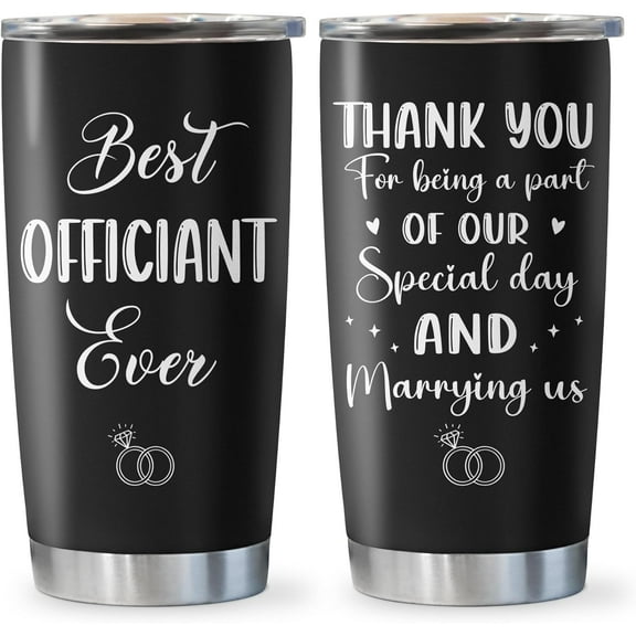 Officiant Gift Tumbler 20oz, Best Wedding Officiant Ever Gifts from Bride Groom, Thank You/Appreciation Present for Officiant on Wedding Day