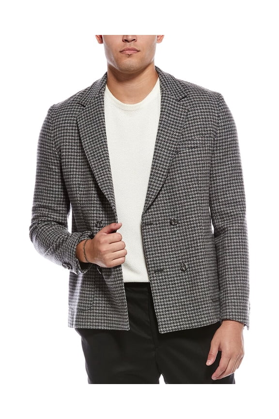 Officine Générale mens Leon Houndstooth Wool Coat, 50