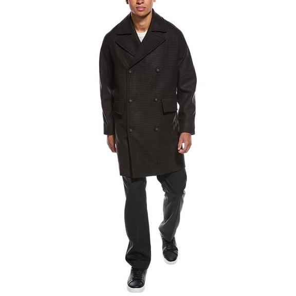 Officine Générale mens  Malone Houndstooth Wool Coat, 50, Brown