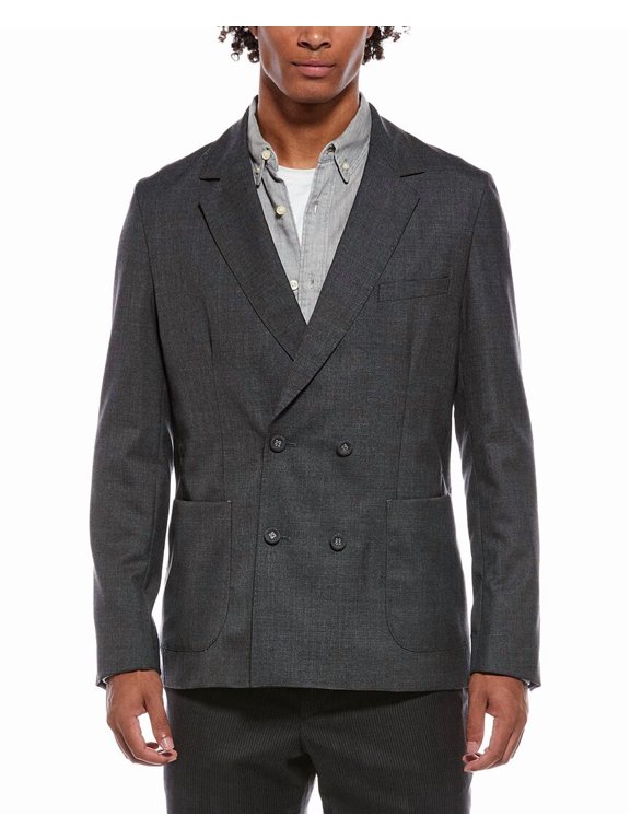 Officine Générale mens Officine Generale Leon Wool Jacket, 54, Gray