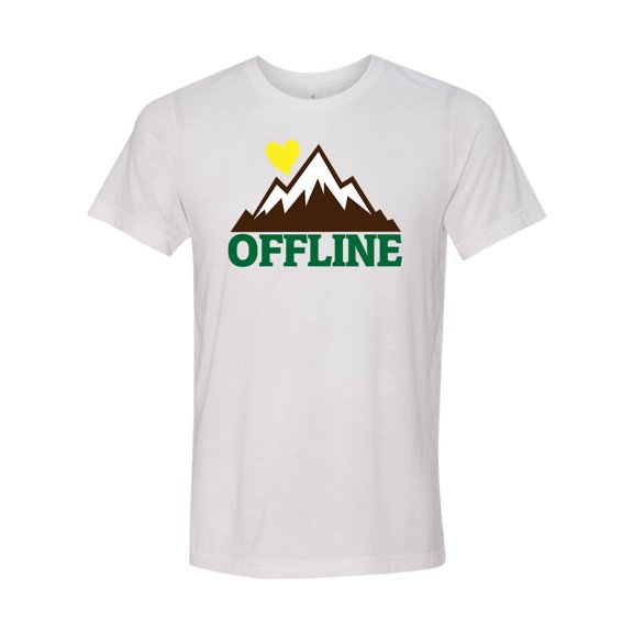 Offline Mountain Range Unisex Adult Short Sleeve T-shirt-White Triblend-large