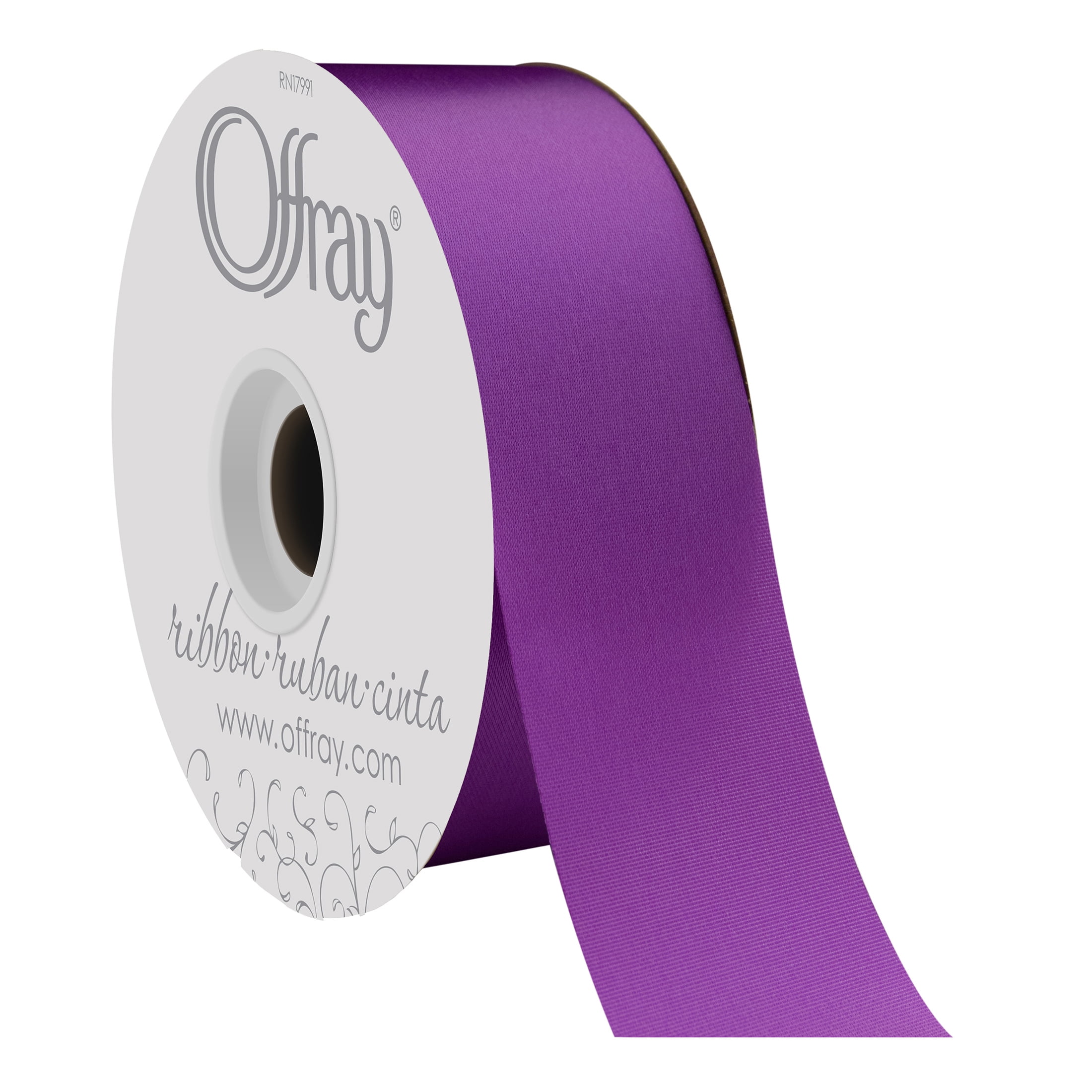 Offray 2 Puple 1 Pink Roll Of Ribbon Set of 3 Ribbon Rolls 2: 1 in, 1: 1/2  inch