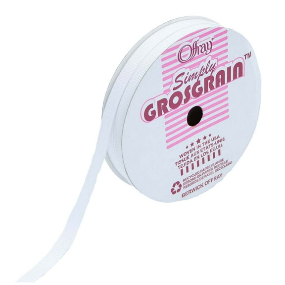 Offray 1/4" White Simply Grosgrain Ribbon, 6 Yards, 1 Each