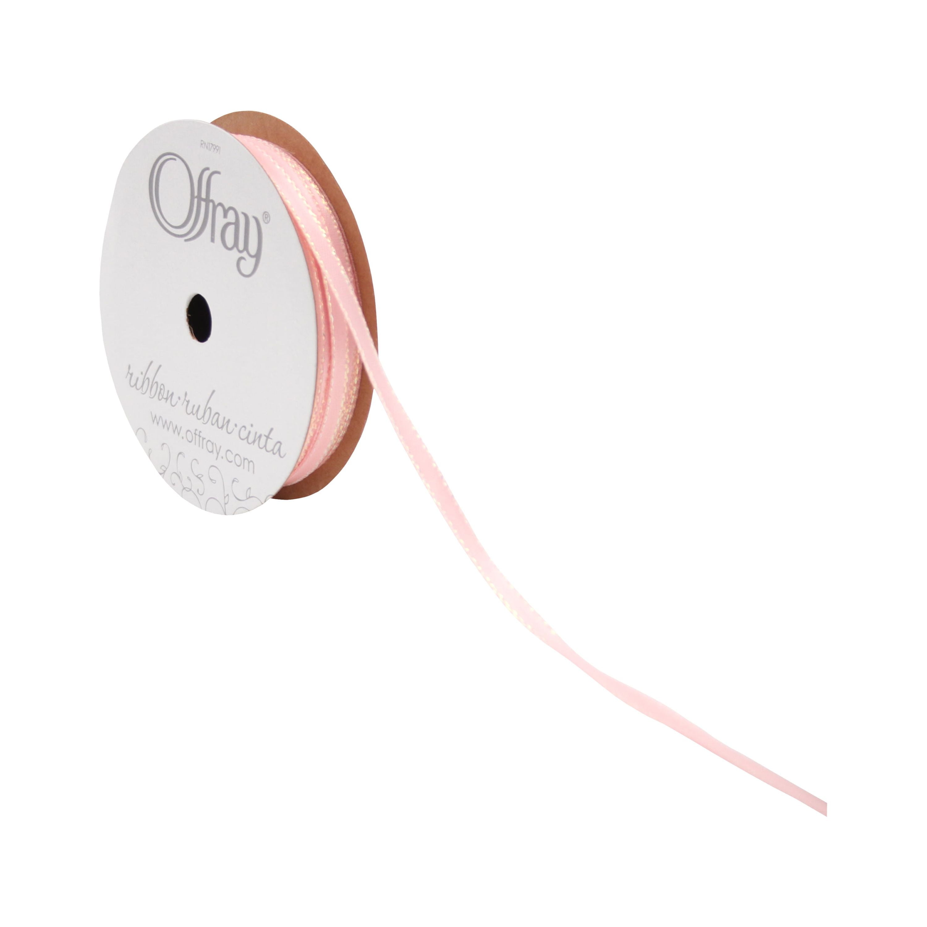 Offray 1/8"x5 Yd Satin Opalescence Ribbon-Carnation Pink
