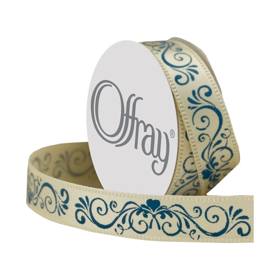 Offray 3/8" Scroll Ribbon-Aqua