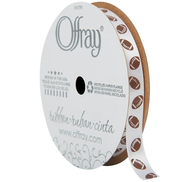 Offray 3/8" x 12' Football Icon Ribbon, 1 Each
