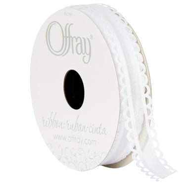 Offray 5/8 inch white options ribbon, 9 feet, 1 each