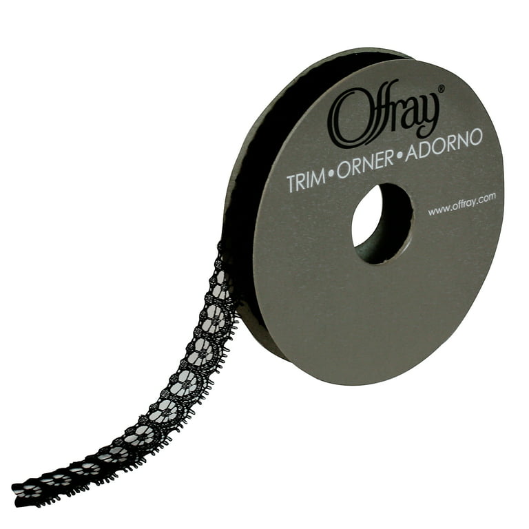Offray 7/16 x 9' Petite Black Lace Ribbon, 1 Each 