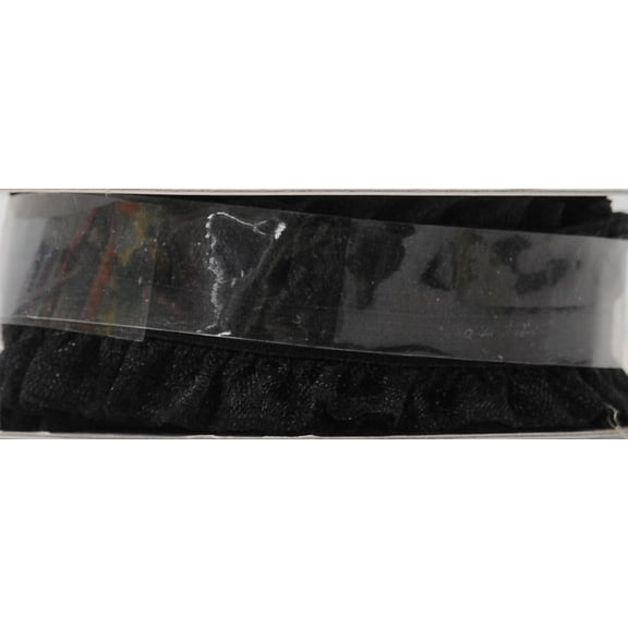 Offray 7/8" Black Ruffle Edge Trim, 3 Yards, 1 Each