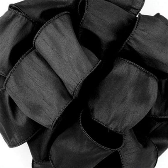 Offray 749256 Wired Edge Anisha Craft Ribbon, 4-Inch Wide by 10-Yard Spool, Black 4 Inch x 10 Yard