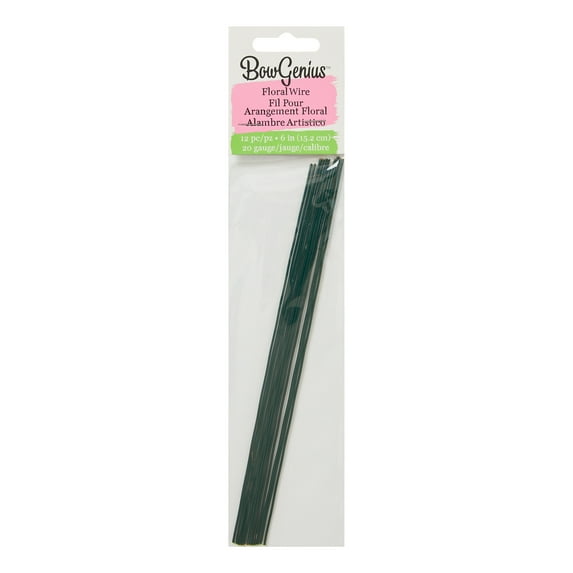 Offray 9", Dark Green Floral Wire Is Perfect For Tying And Finishing Bows, 12 Count