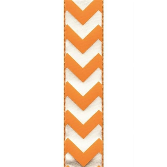 Offray 932290 2. 5 inch Wired Edge Chevron Ribbon - 25 Yards, Orange - No. 40