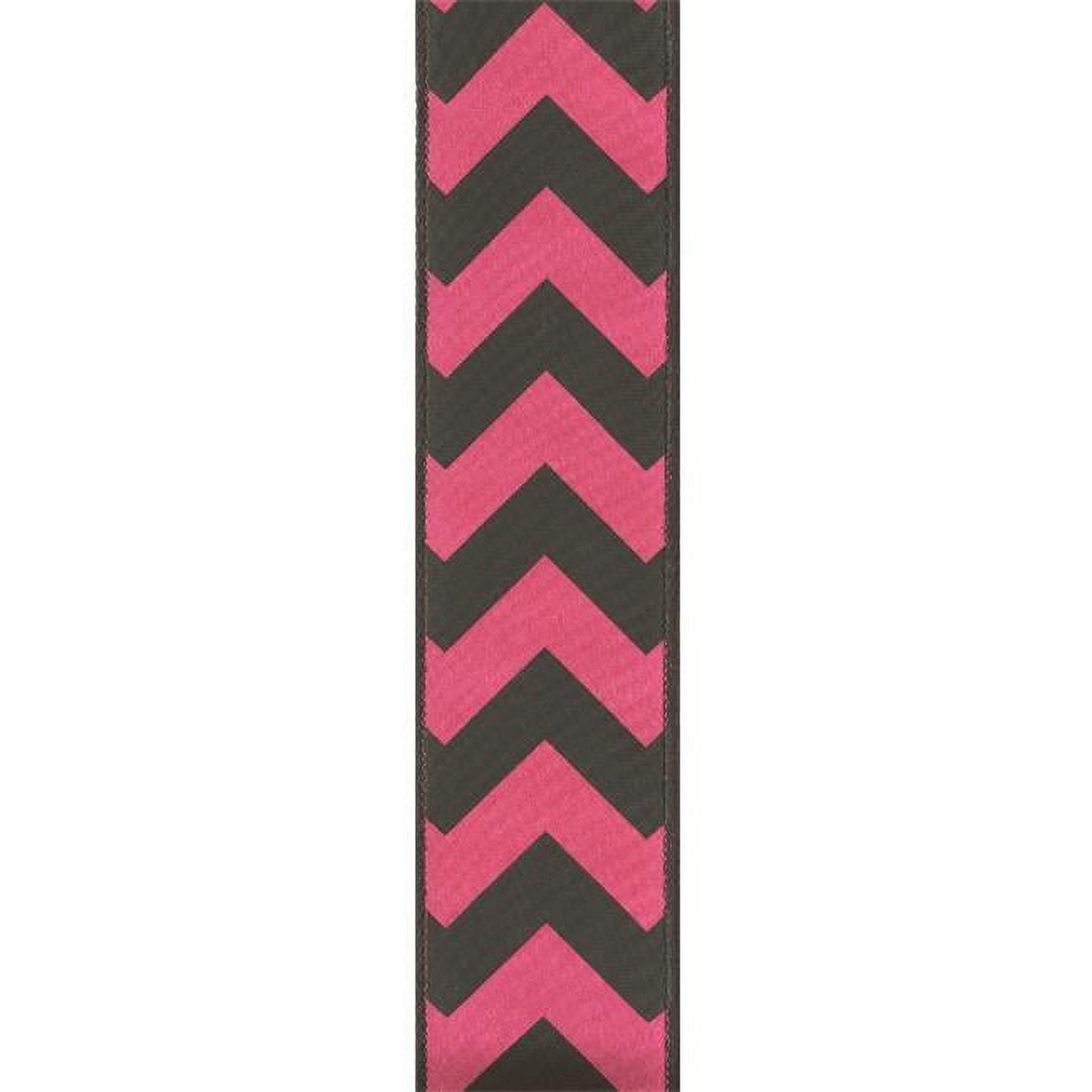 Offray 932429 2. 5 inch Wired Edge Bold Chevron Ribbon - 25 Yards, Black & Shocking Pink - No.  40