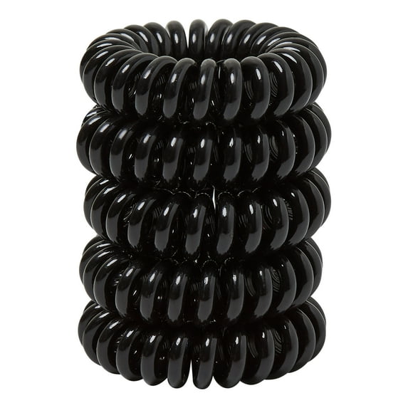 Offray Accessories, Black 1 1/2 inch Mini Coil Hair Ties, 5 pieces