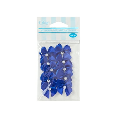 Offray Accessories, Royal 5/8 inch 2 Loop Bow with Pearl Accessory for Wedding, Hair Clips, and Scrapbooking, 10 Count