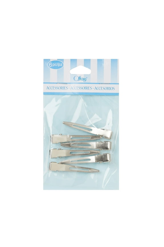 Accessories, Silver 1 3/4 inch Small Metal Pointed Hair Clips great for DIY hair bows, 6 count, 1 Package