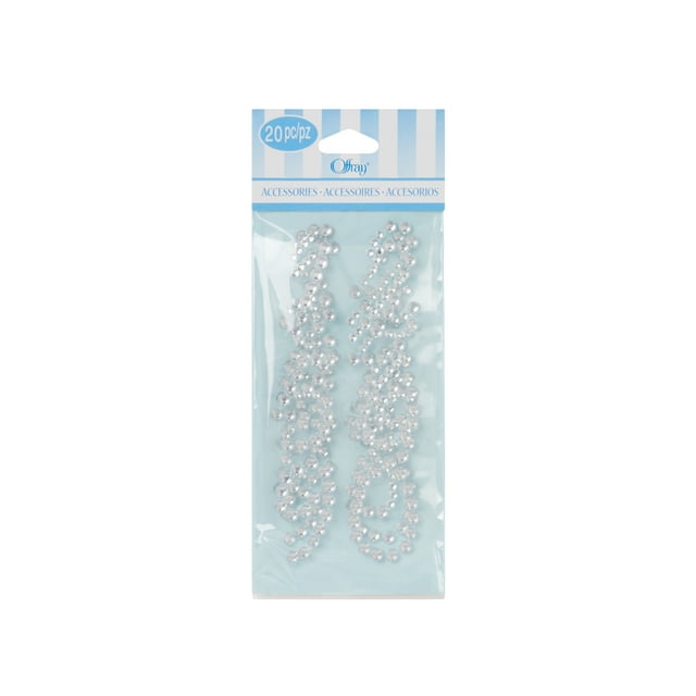 Offray Accessories, Silver Adhesive Gem Numbers, 20 pieces, 1 Package