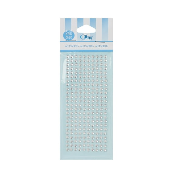 Offray Accessories, Silver Adhesive Gems 240 Piece Value Pack, Great for Scrapbooking, DIY Projects, Crafting and More
