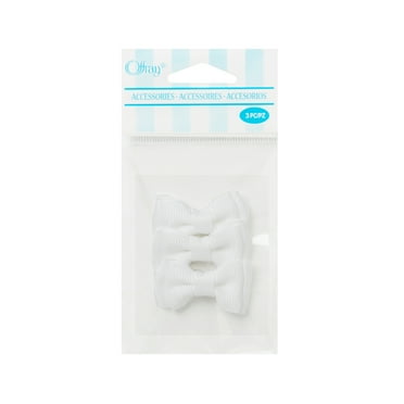 Offray Accessories, White Grosgrain Bows Accessory for Wedding, Hair Clips, and Scrapbooking, 3 count, 1 Package