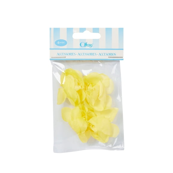 Offray Accessories, Yellow Mini Rose Accessory for Wedding, Hair Clips, and Scrapbooking, 4 count, 1 Package