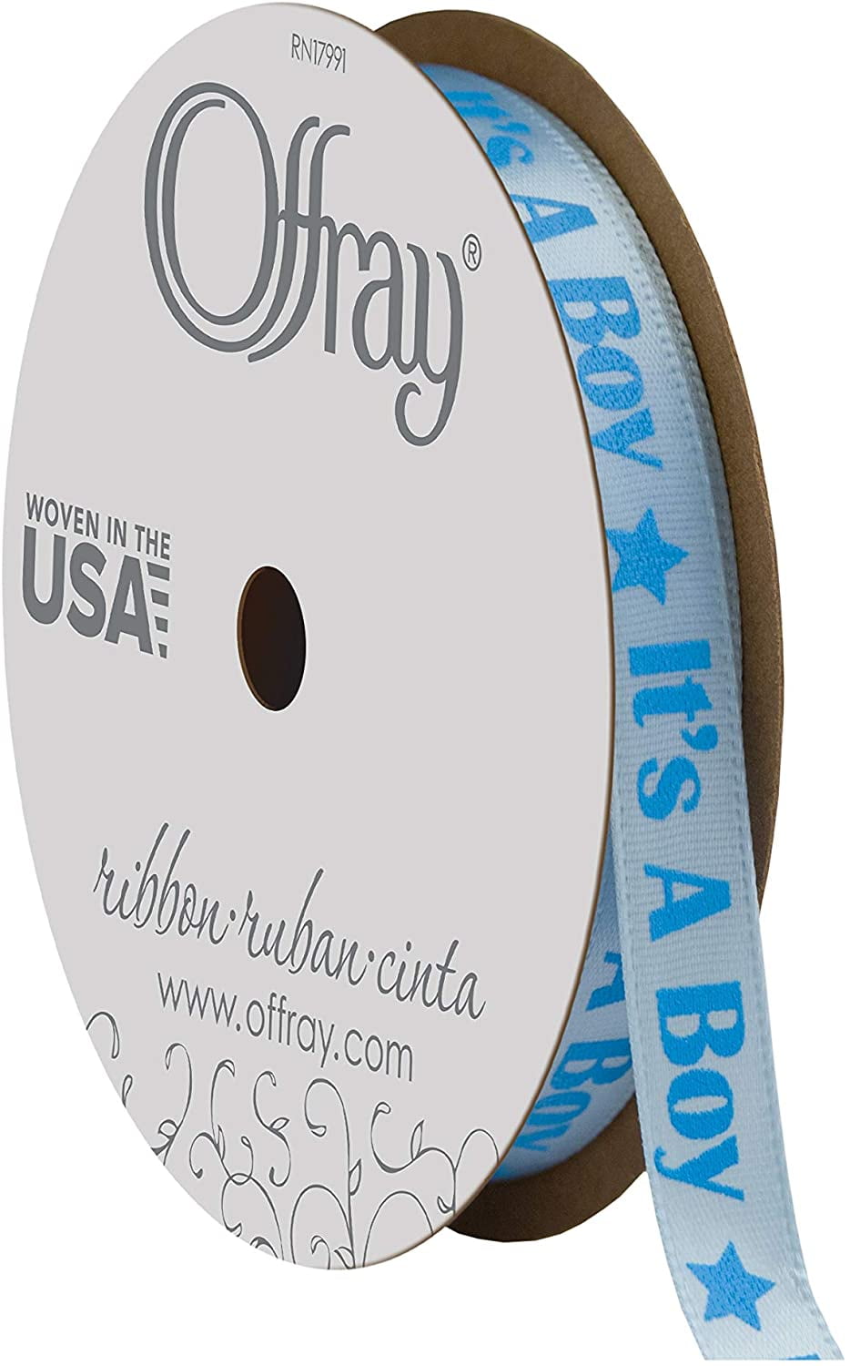Offray Baby Celebration Craft Ribbon, 3/8-Inch x 12-Feet, Blue ...