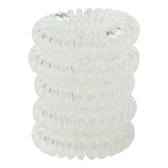 Offray Clear 1 1/2 Inch Mini Coil Hair Ties / Hair Band, 5 Pieces