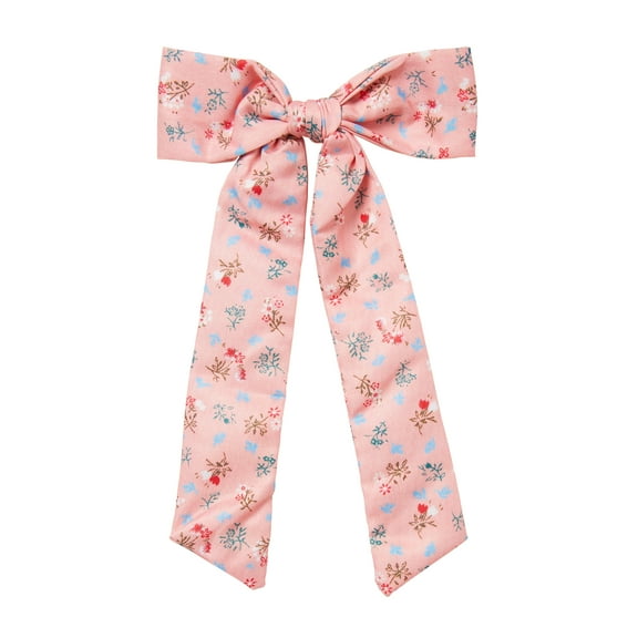 Offray Coral 4 3/4" x 8 1/4" Floral Printed Fabric 2 Loop Bow, 1 Each