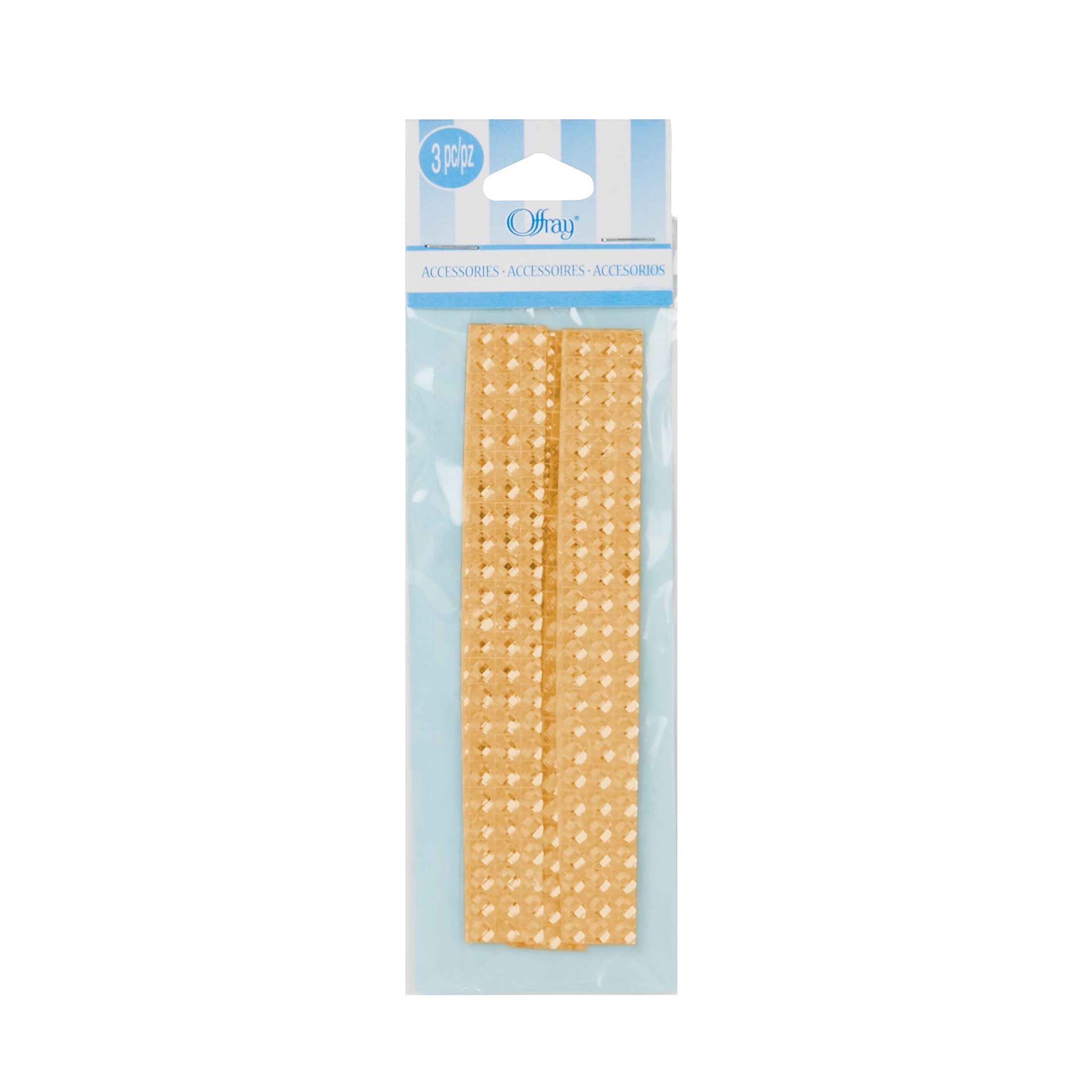 Offray Embellishments, Gold Adhesive Gems, 3 strips, 1 Package