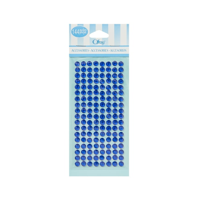 Offray Embellishments, Royal Blue Adhesive Gems, 144 Pieces, Plastic