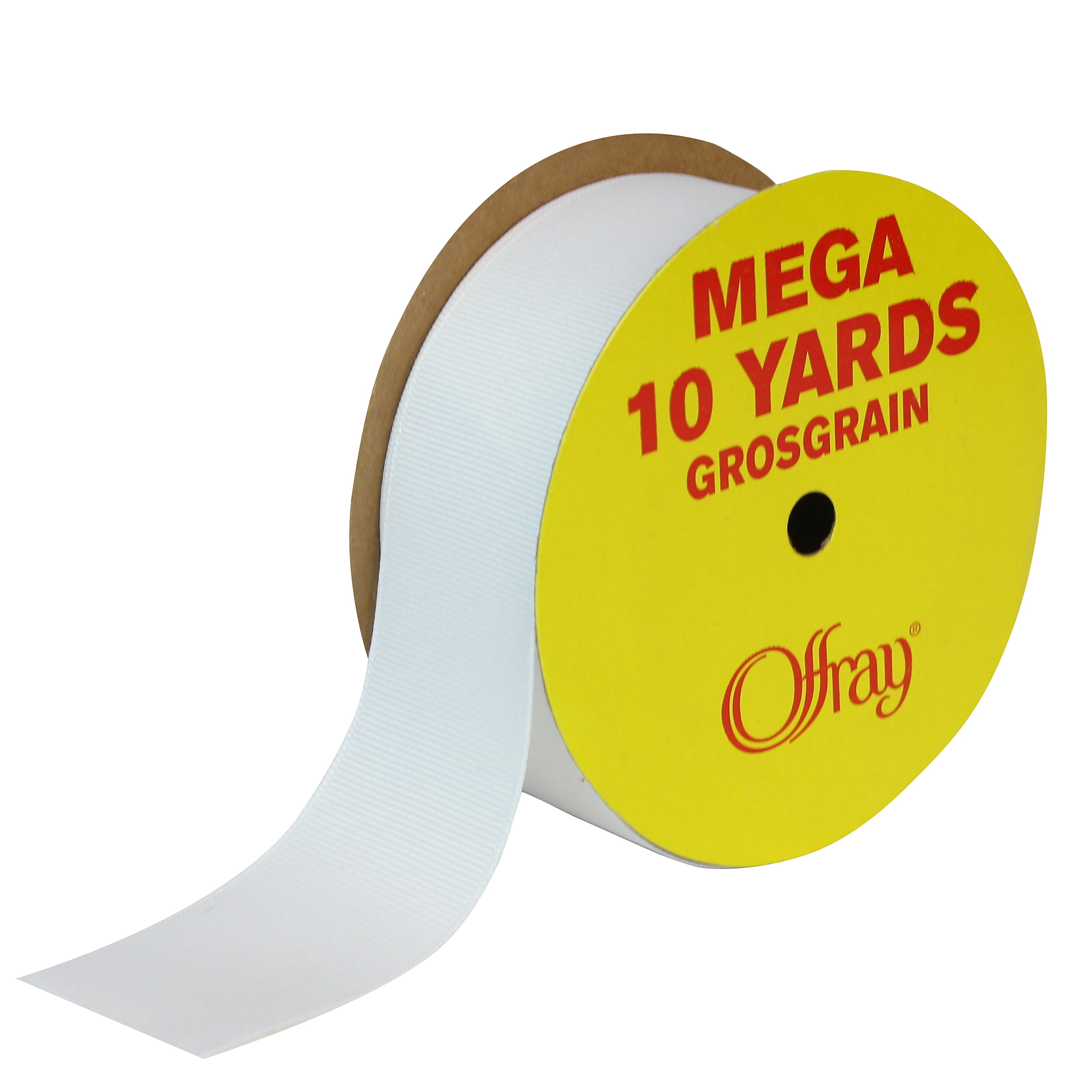 Offray Mega Grosgrain Ribbon, 1.5", White, 10 Yards