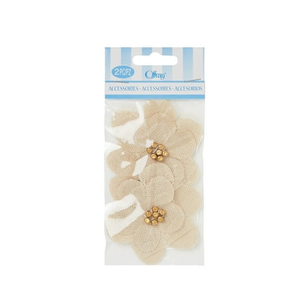 Offray natural burlap flower accessor yard for wedding, hair clips and scrapbooking, 2 count