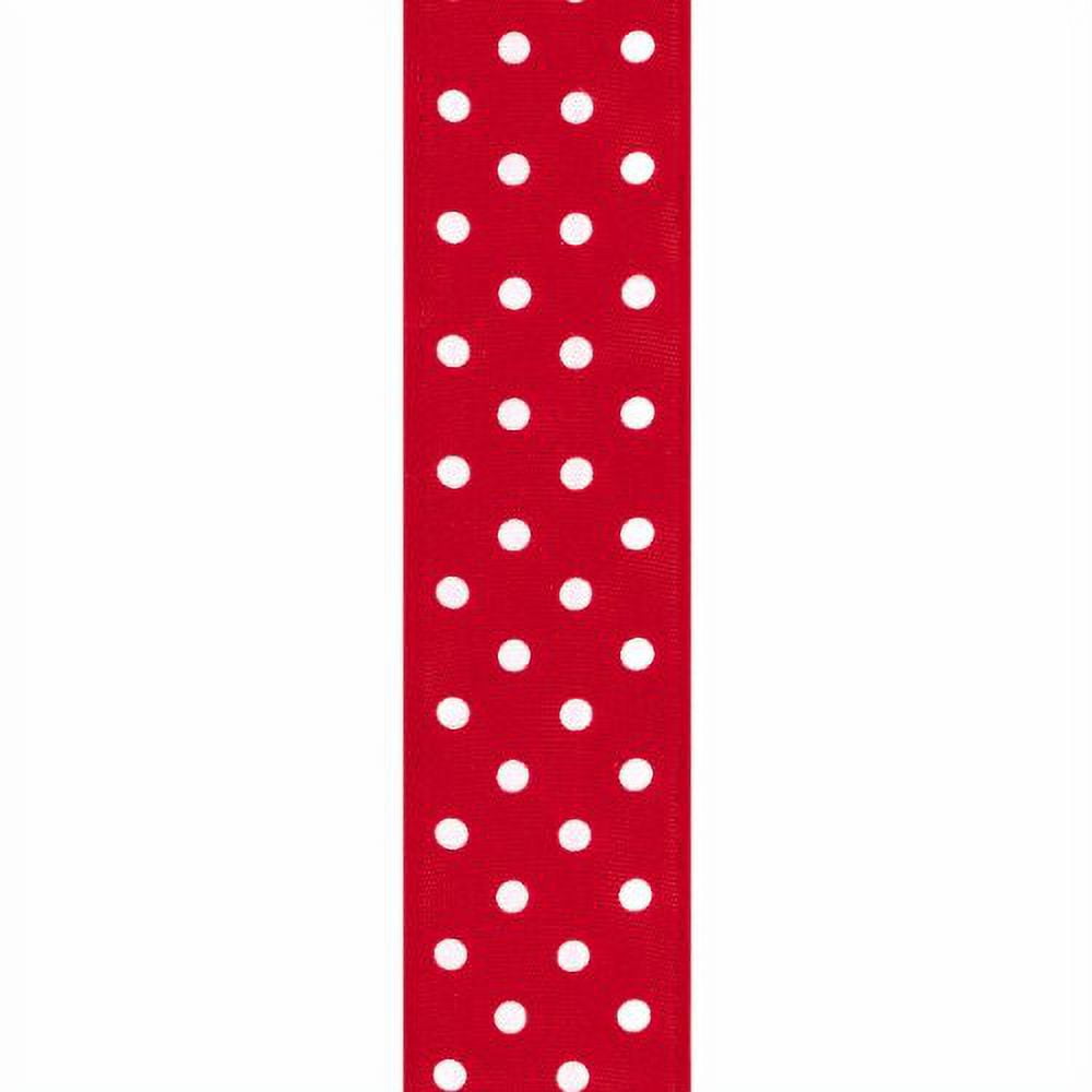 Offray Wired Edge Polka Dots Craft Ribbon, 1-1/2-Inch Wide by 15 
