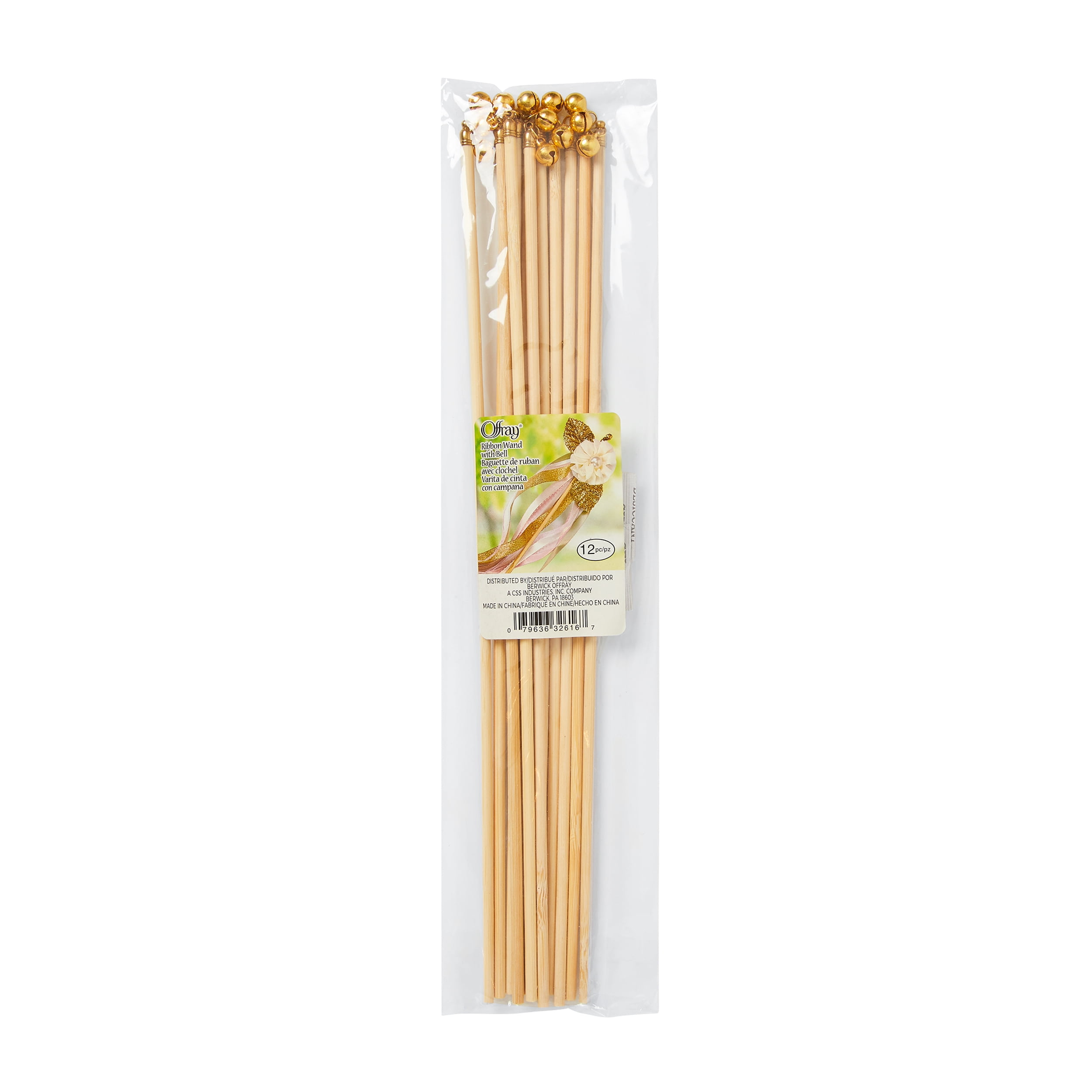 Offray Ribbon Accessories 12-Inch Ribbon Wands with Bell, 12-Pack ...