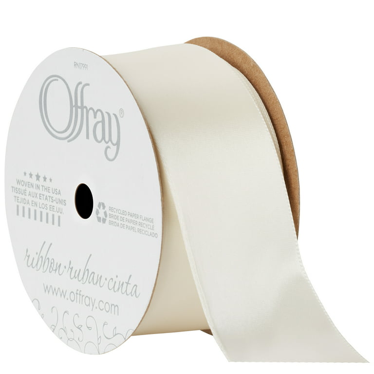 Offray Single Face Satin Ribbon 1-1/2X12'-Antique White