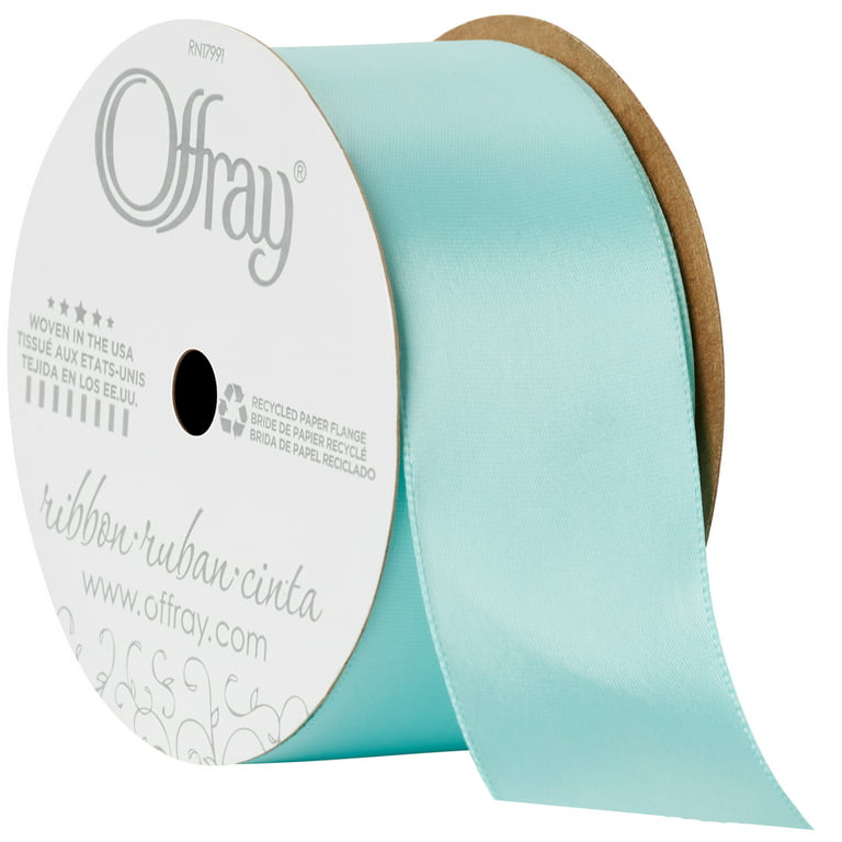 Recycled Ribbon Double Sided Woven Edge Polyester 25mm width Baby Blue