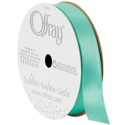 Offray Ribbon, Aqua Blue 5/8 inch Single Face Satin Polyester Ribbon, 18 feet