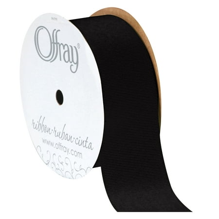 Offray Ribbon, Black 1 1/2 inch Grosgrain Polyester Ribbon, 12 feet