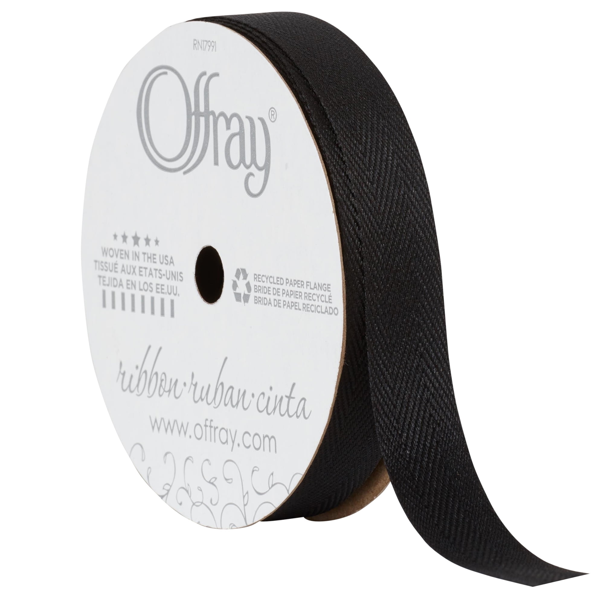 Offray Ribbon, Black 5/8 inch Twill Ribbon, 9 feet