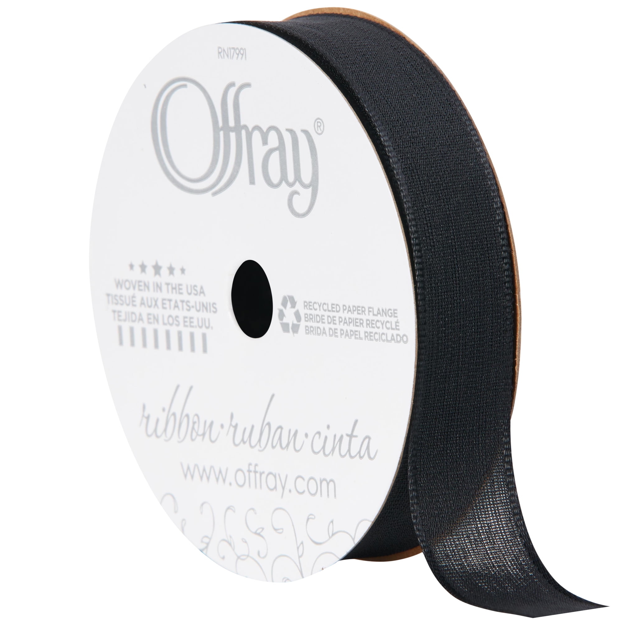 Offray Ribbon, Black 5/8 inch Sheer Ribbon, 9 feet, Garbo