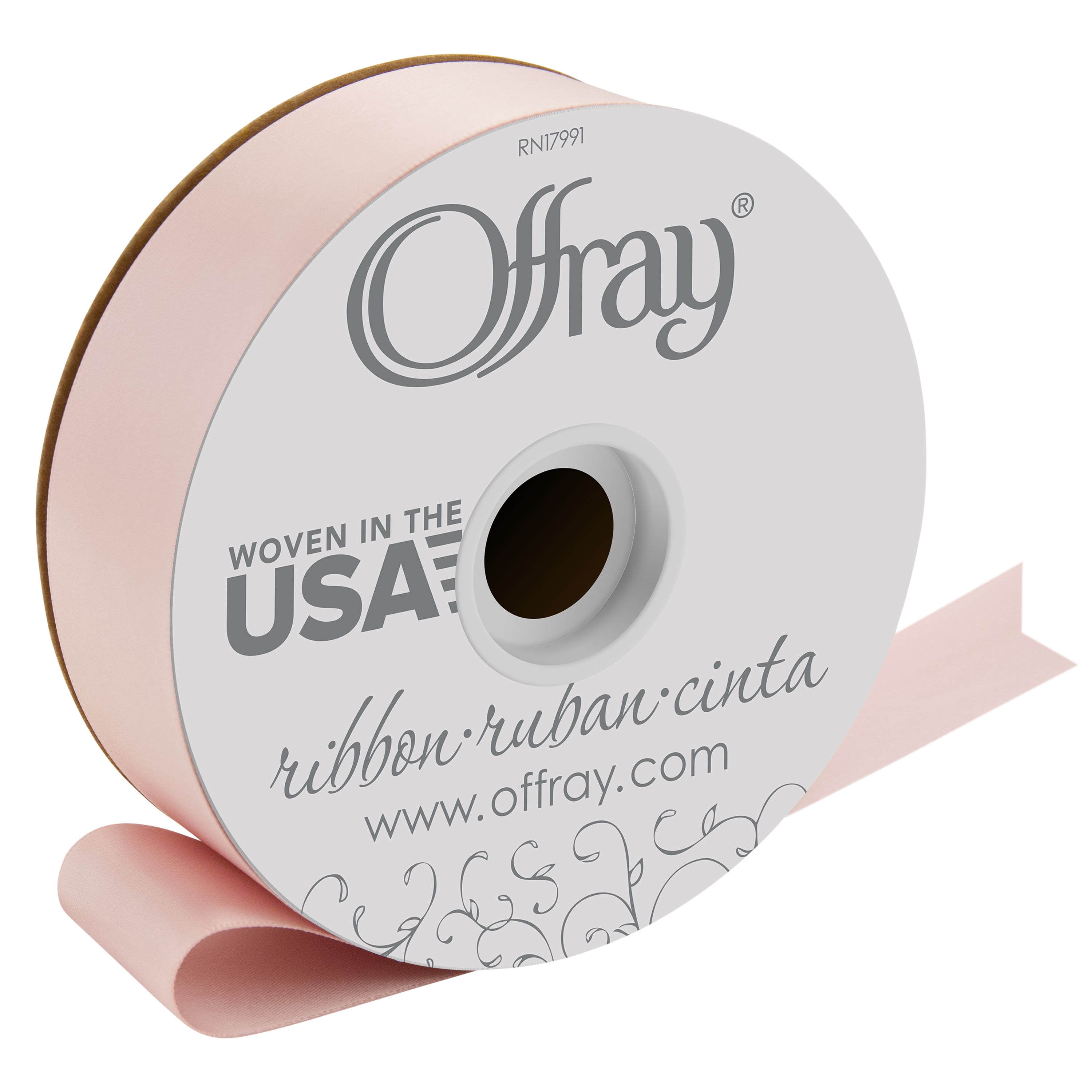 Offray Ribbon, Blush 1 1/2 Inch Double Face Satin Ribbon for Crafting,  Sewing, Gift Wrapping, Decorating, 50yd, 1 Each