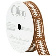 Offray Ribbon, Brown 5/8 inch Football Grosgrain Ribbon, 9 feet