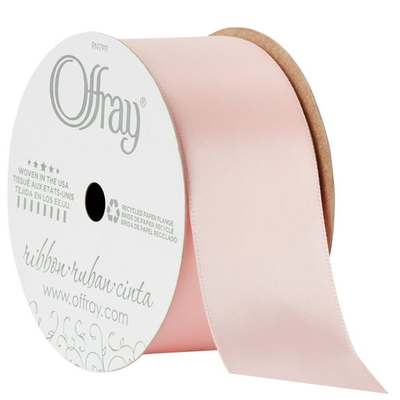 Offray Ribbon, Carnation Pink 1 1/2 inch Single Face Satin Polyester Ribbon, 12 feet