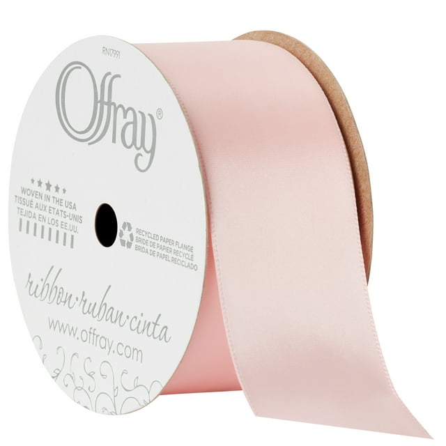 Offray Ribbon, Carnation Pink 1 1/2 inch Single Face Satin Polyester Ribbon, 12 feet
