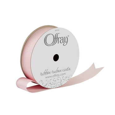 Offray Ribbon, Carnation Pink 7/8 inch Grosgrain Glitter Polyester Ribbon for Sewing, Crafts, and Gifting, 9 feet, 1 Each