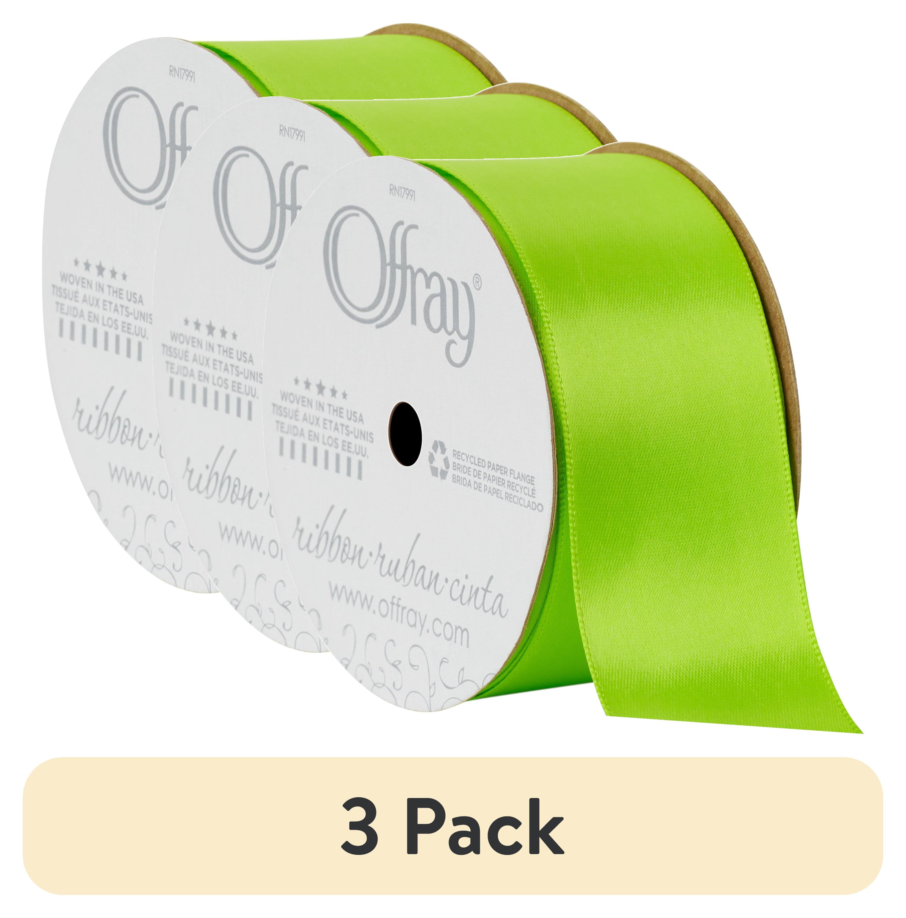 (3 pack) Offray Ribbon, Chartreuse Green 1 1/2 inch Double Face Satin ...