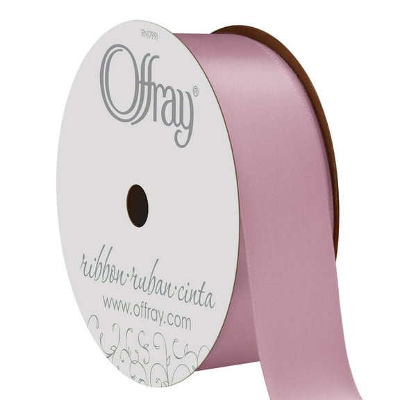 Offray Ribbon, Chateau Rose Pink 1 1/2 inch Double Face Satin Polyester Ribbon, 12 feet